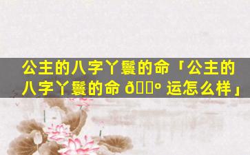 公主的八字丫鬟的命「公主的八字丫鬟的命 🌺 运怎么样」